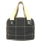 CHANEL vintage CC CC Mark chocolate bar Mini Duffle Bag, Bicolor Hand Bag Leather/Canvas Black/White Used