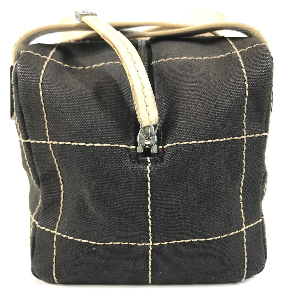 CHANEL vintage CC CC Mark chocolate bar Mini Duffle Bag, Bicolor Hand Bag Leather/Canvas Black/White Used