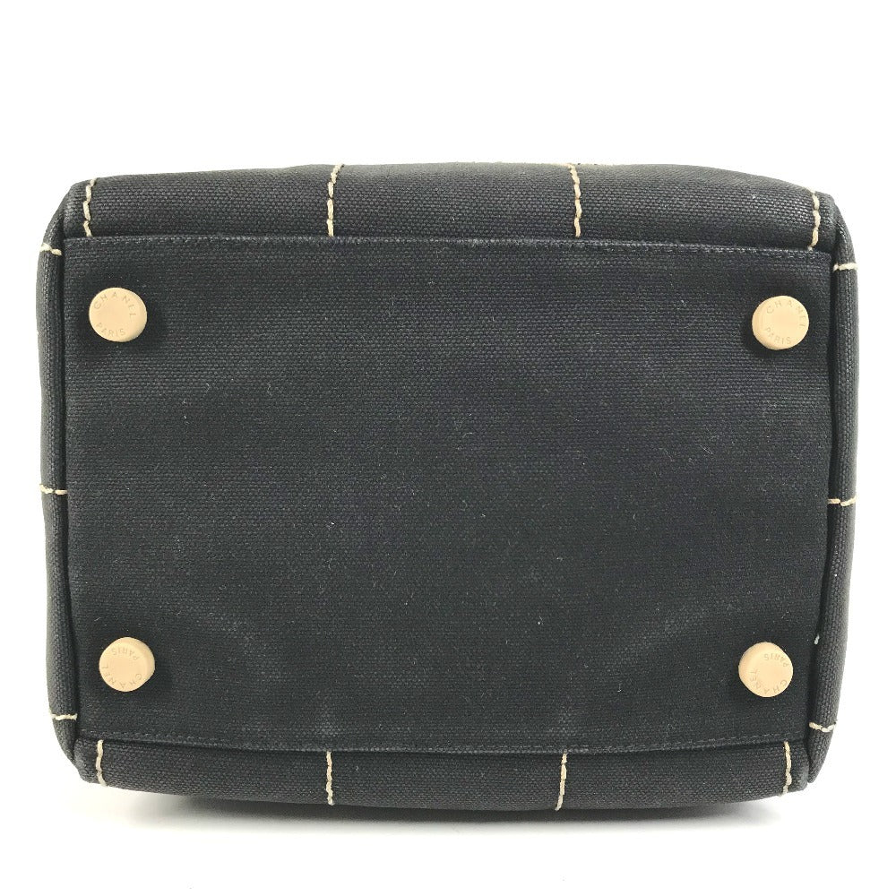 CHANEL vintage CC CC Mark chocolate bar Mini Duffle Bag, Bicolor Hand Bag Leather/Canvas Black/White Used