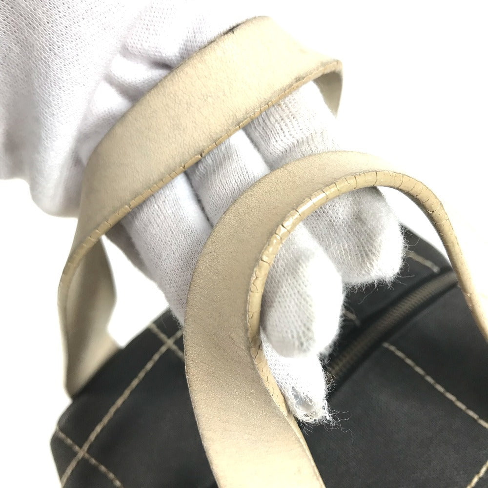 CHANEL vintage CC CC Mark chocolate bar Mini Duffle Bag, Bicolor Hand Bag Leather/Canvas Black/White Used