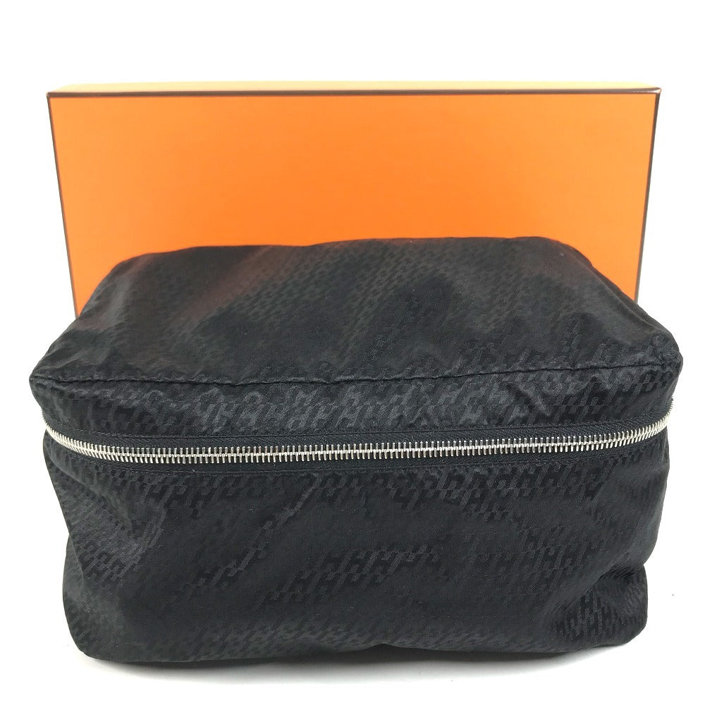 HERMES logo Woos de Voyage Mini Cosmetics Pouch, Travel Makeup Pouch Pouch silk Black Used