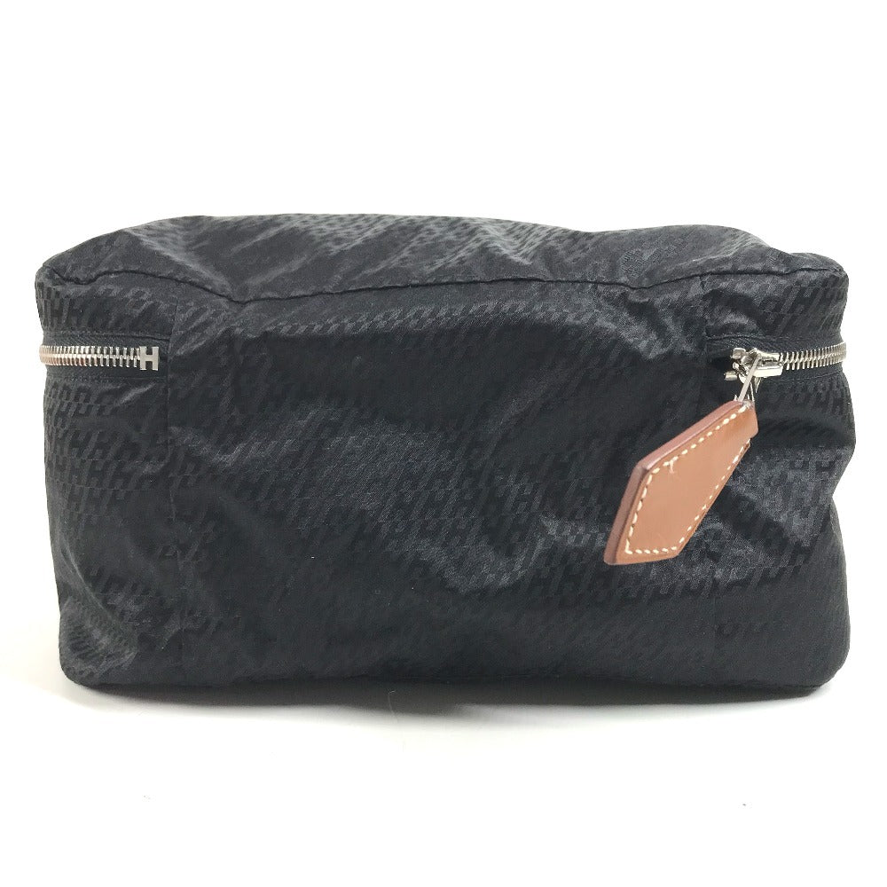 HERMES logo Woos de Voyage Mini Cosmetics Pouch, Travel Makeup Pouch Pouch silk Black Used