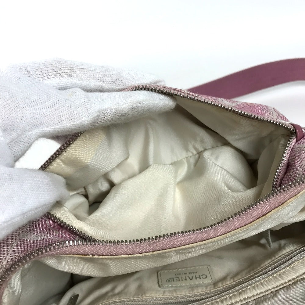 CHANEL New travel CC Mark Logo CC Crossbody Pochette bag Shoulder Bag Nylon Canvas / Leather pink Used