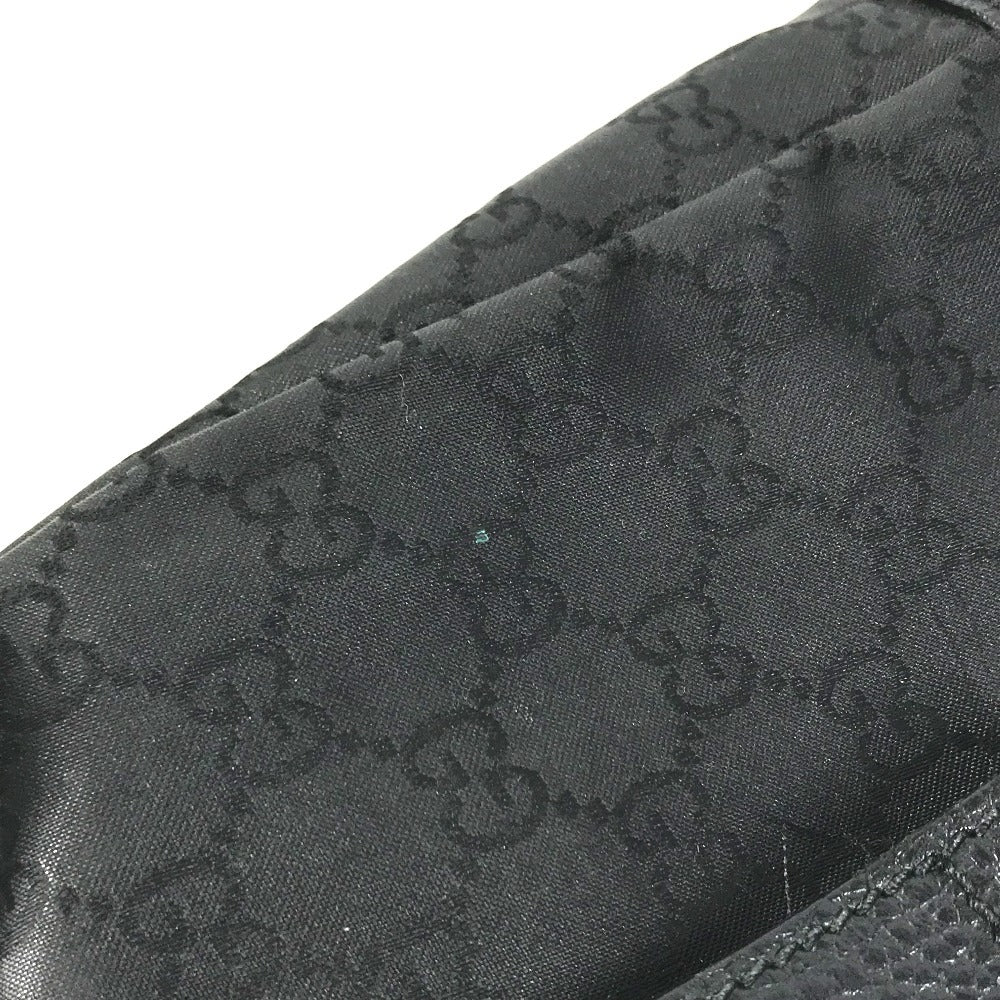 GUCCI 374423 Logo GG Crossbody Flap Pochette Shoulder Bag Nylon / Leather Black Used