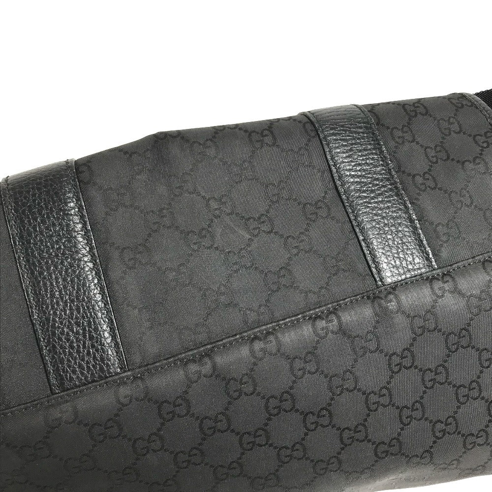 GUCCI 374423 Logo GG Crossbody Flap Pochette Shoulder Bag Nylon / Leather Black Used