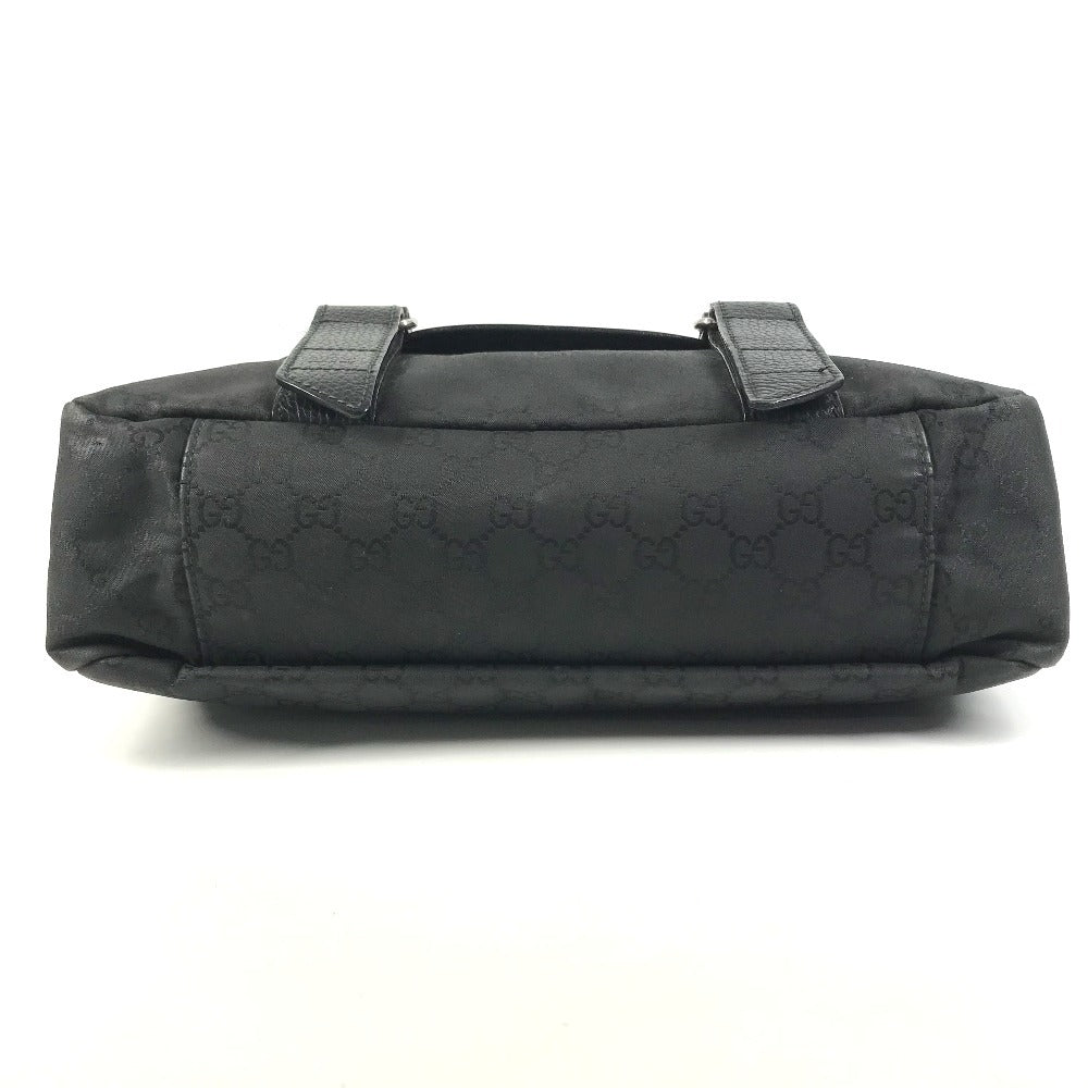 GUCCI 374423 Logo GG Crossbody Flap Pochette Shoulder Bag Nylon / Leather Black Used
