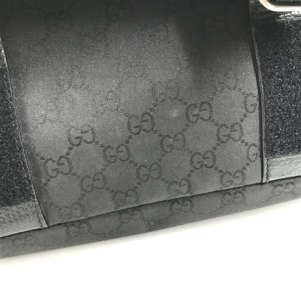 GUCCI 374423 Logo GG Crossbody Flap Pochette Shoulder Bag Nylon / Leather Black Used