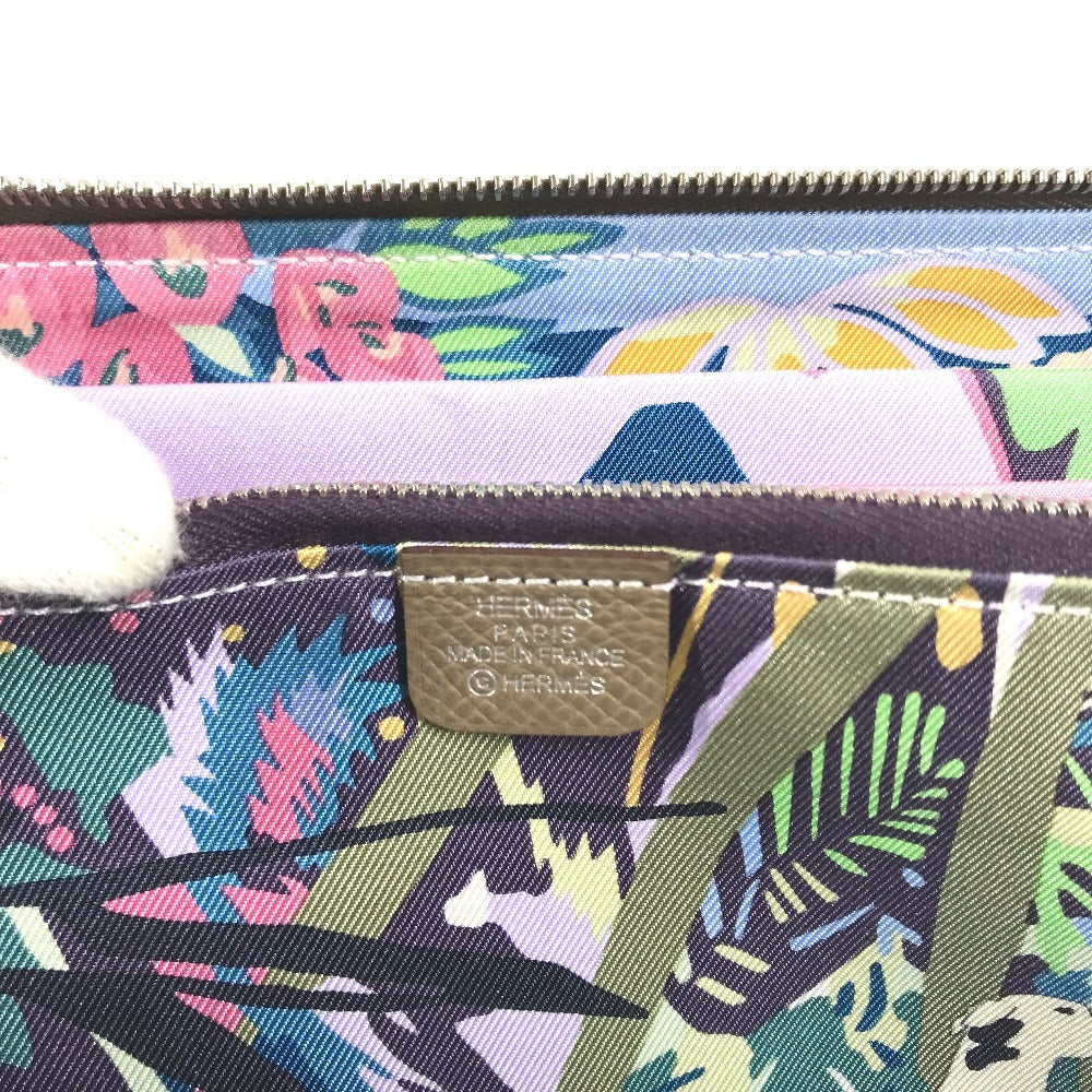 HERMES Azap Long Silk-In Zip Around Long Wallet Long Wallet Epsom Etoupe gray Used