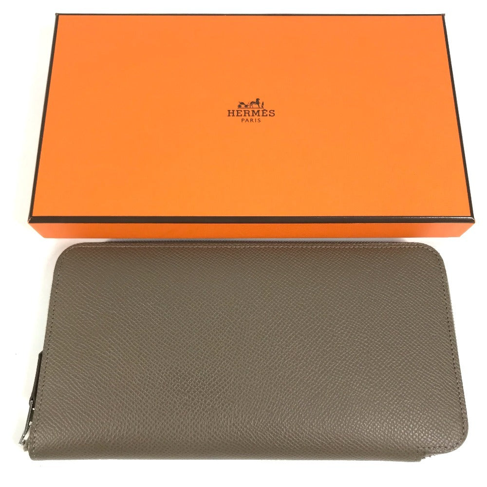 HERMES Azap Long Silk-In Zip Around Long Wallet Long Wallet Epsom Etoupe gray Used