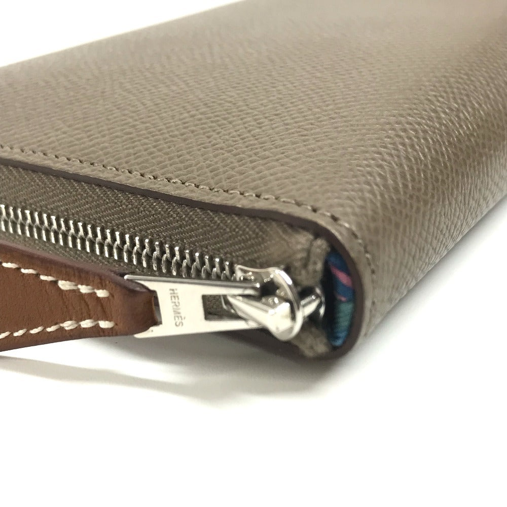 HERMES Azap Long Silk-In Zip Around Long Wallet Long Wallet Epsom Etoupe gray Used