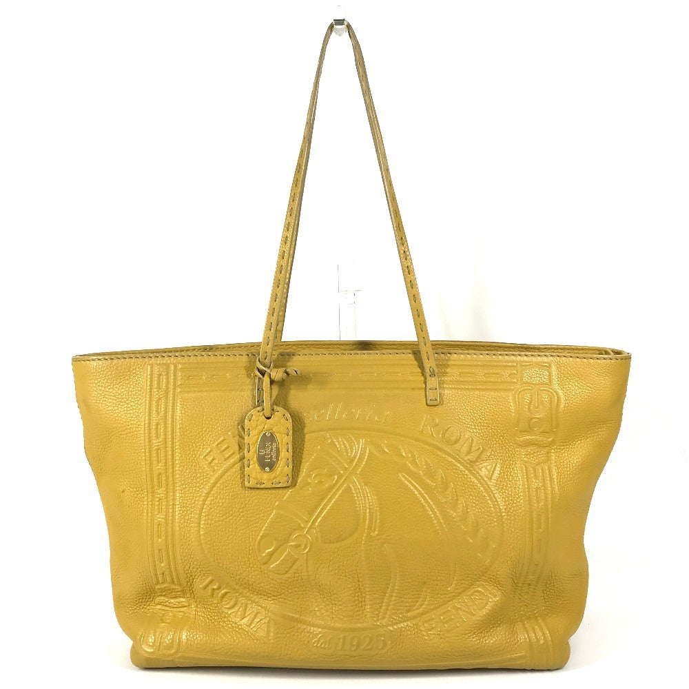 FENDI 8BH185 Selleria logo horse pattern Bag Tote Bag Shoulder Bag Shoulder Bag Leather yellow Used