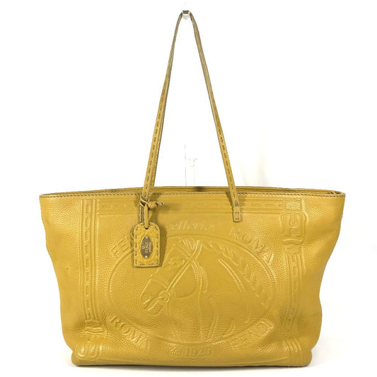 FENDI 8BH185 Selleria logo horse pattern Bag Tote Bag Shoulder Bag Shoulder Bag Leather yellow Used