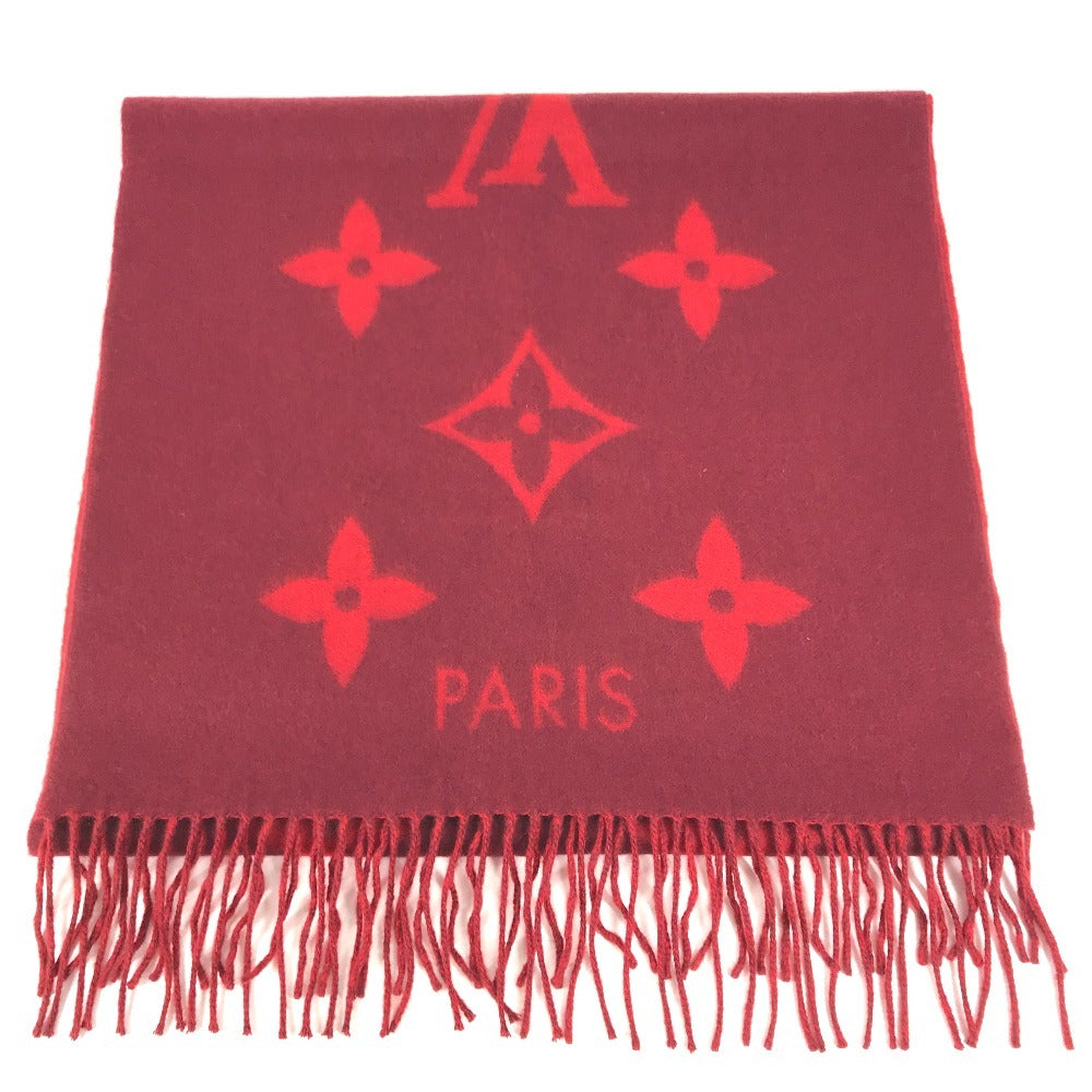 LOUIS VUITTON M75505 fringe charpes Ray Cavik Stole/Shawl Accessories Scarf Cashmere Red Used
