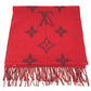 LOUIS VUITTON M75505 fringe charpes Ray Cavik Stole/Shawl Accessories Scarf Cashmere Red Used