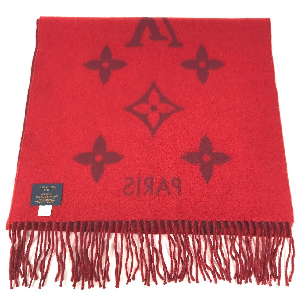 LOUIS VUITTON M75505 fringe charpes Ray Cavik Stole/Shawl Accessories Scarf Cashmere Red Used