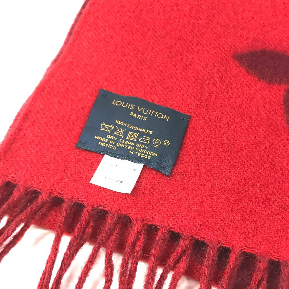 LOUIS VUITTON M75505 fringe charpes Ray Cavik Stole/Shawl Accessories Scarf Cashmere Red Used