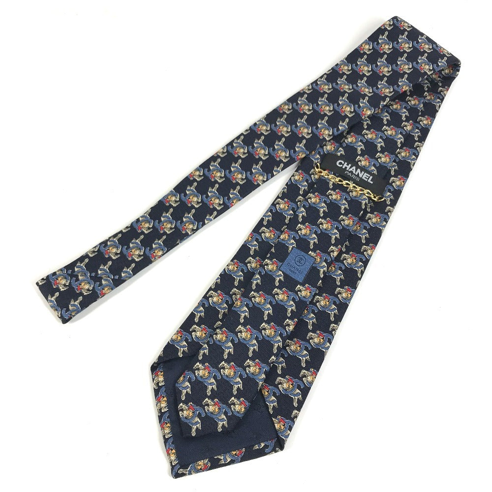 CHANEL CC CC Mark logo Accessories Necktie silk blue Used