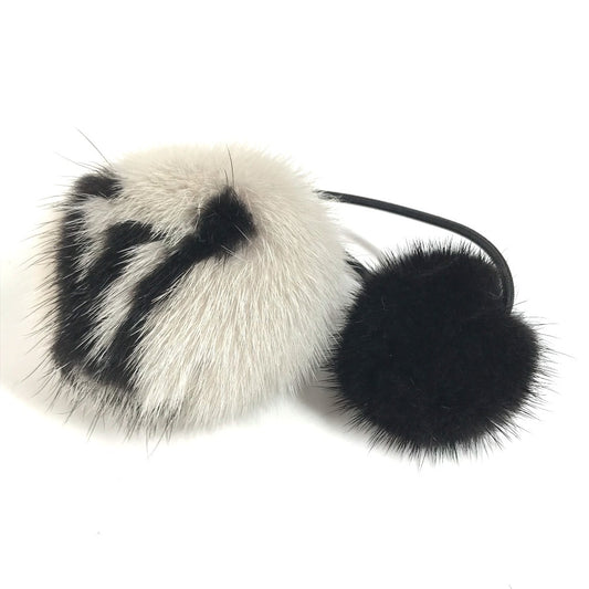 LOUIS VUITTON M78920 Chouchou Vison LV Cozy Hair Tie Scrunchie Hair Accessory Fur Hair rubber fur Beige/Black Used