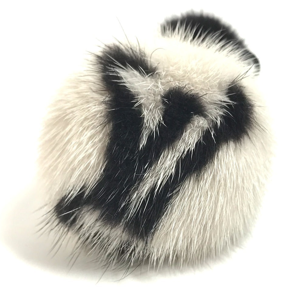 LOUIS VUITTON M78920 Chouchou Vison LV Cozy Hair Tie Scrunchie Hair Accessory Fur Hair rubber fur Beige/Black Used