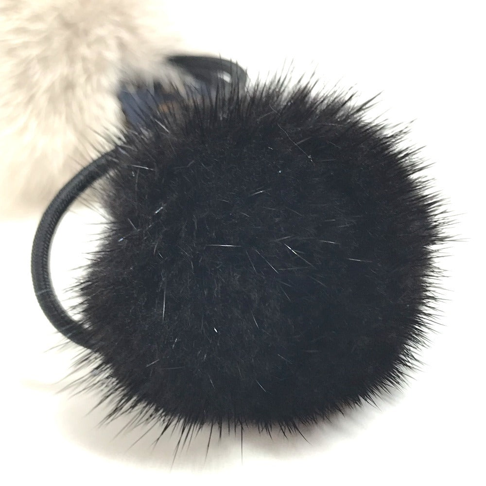 LOUIS VUITTON M78920 Chouchou Vison LV Cozy Hair Tie Scrunchie Hair Accessory Fur Hair rubber fur Beige/Black Used