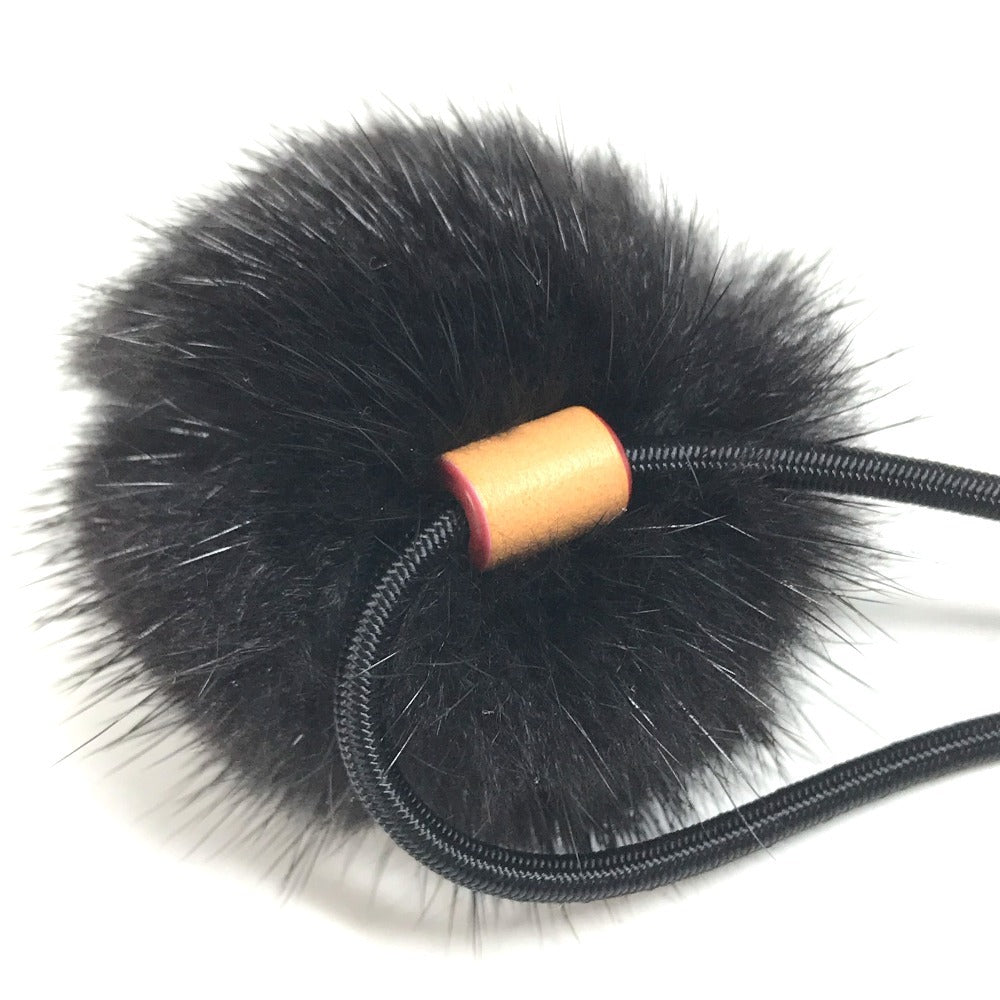 LOUIS VUITTON M78920 Chouchou Vison LV Cozy Hair Tie Scrunchie Hair Accessory Fur Hair rubber fur Beige/Black Used