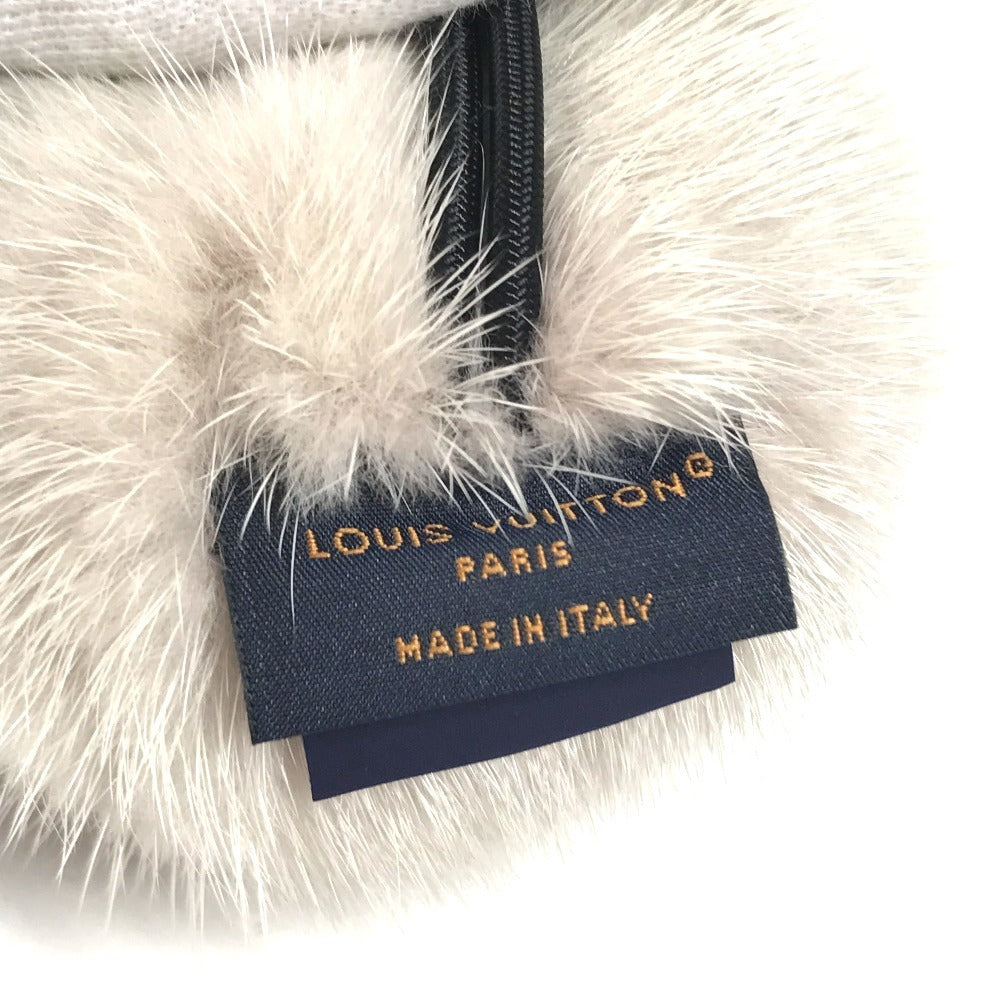 LOUIS VUITTON M78920 Chouchou Vison LV Cozy Hair Tie Scrunchie Hair Accessory Fur Hair rubber fur Beige/Black Used
