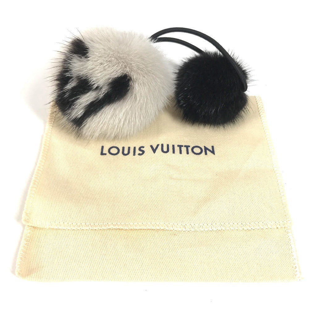 LOUIS VUITTON M78920 Chouchou Vison LV Cozy Hair Tie Scrunchie Hair Accessory Fur Hair rubber fur Beige/Black Used