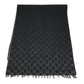 GUCCI 852038 GG logo fringe Stole/Shawl (winter clothing) Scarf Wool / Cashmere Black/gray Used