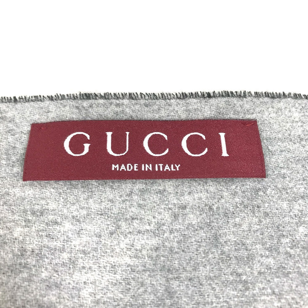 GUCCI 852038 GG logo fringe Stole/Shawl (winter clothing) Scarf Wool / Cashmere Black/gray Used