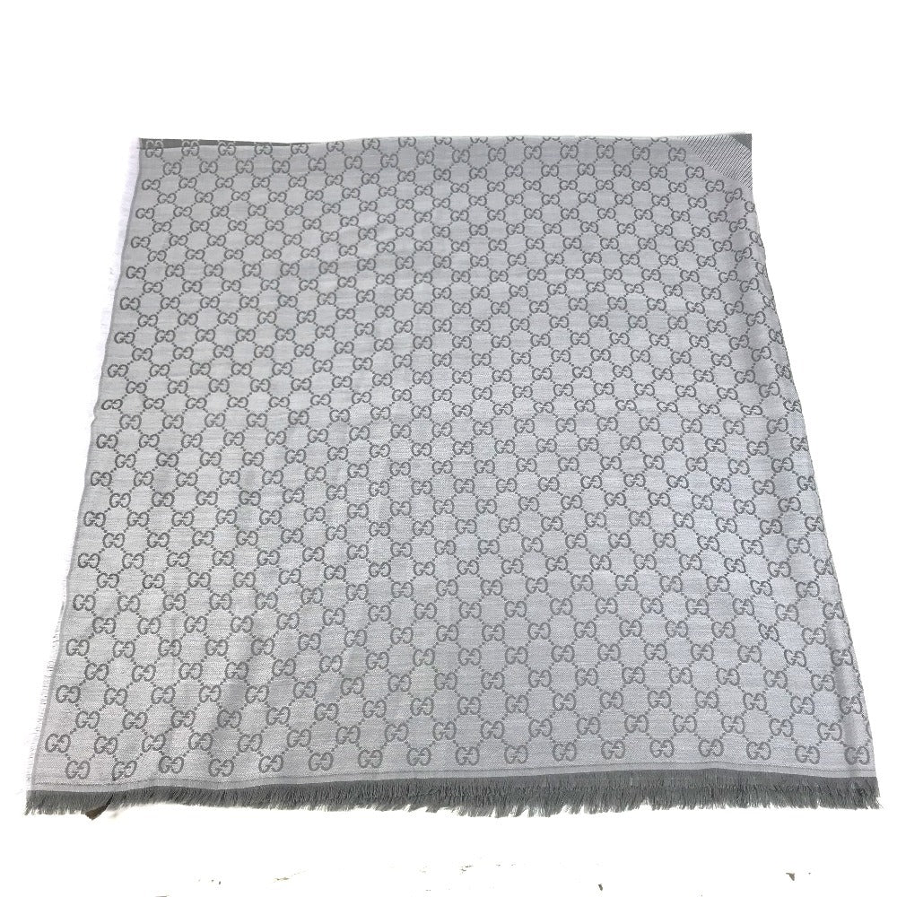 GUCCI 281942 GG logo fringe Stole/Shawl (Winter clothing/Shawl) Scarf wool / silk gray Used