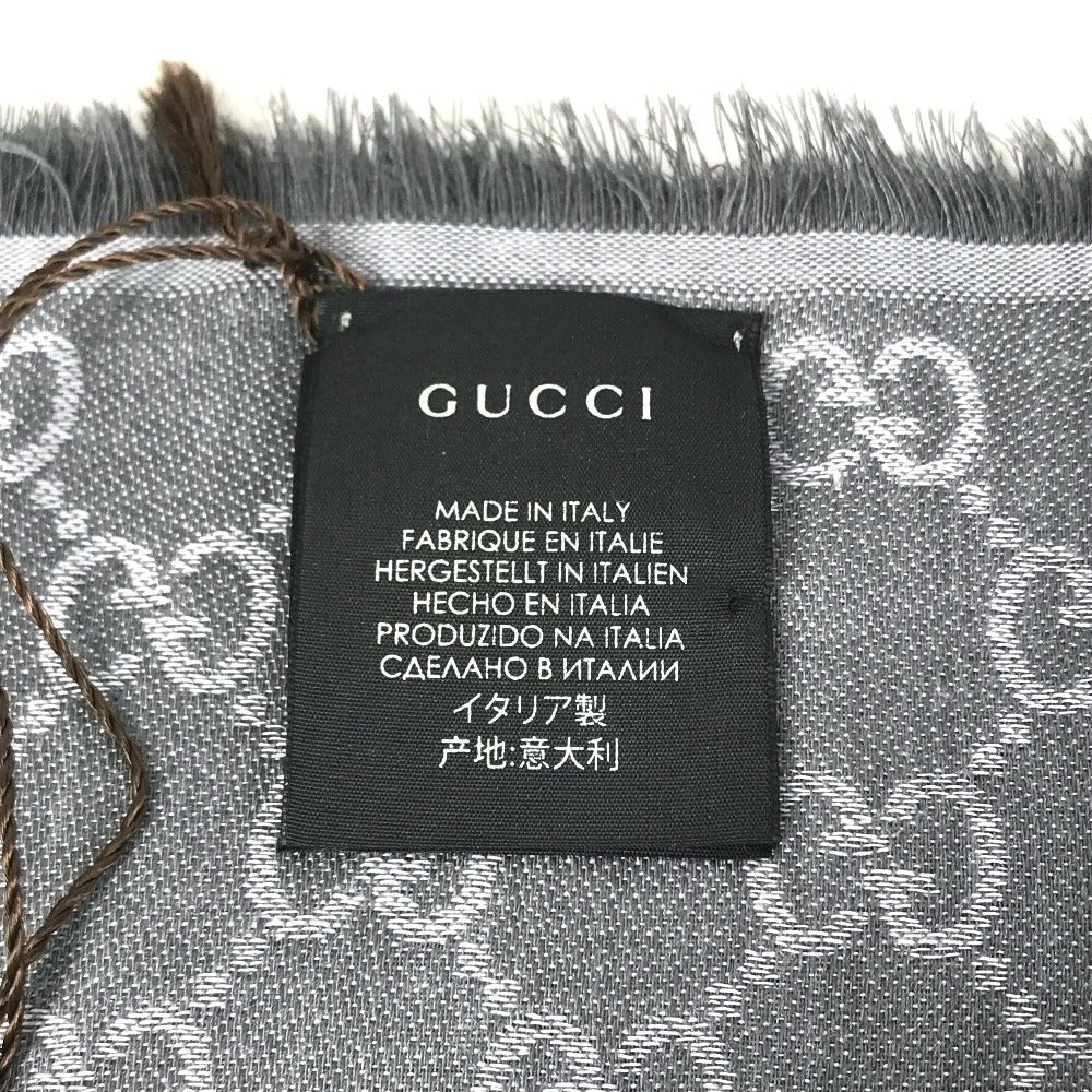 GUCCI 281942 GG logo fringe Stole/Shawl (Winter clothing/Shawl) Scarf wool / silk gray Used