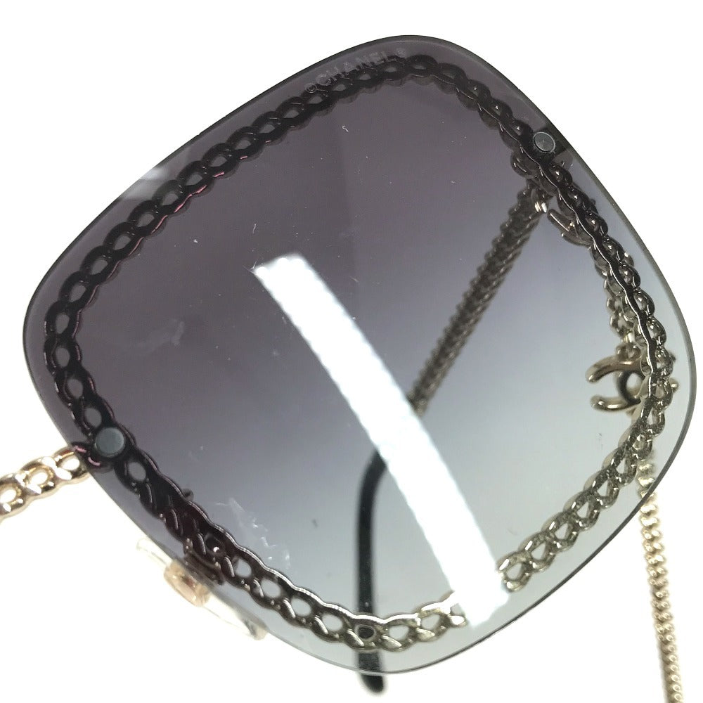 CHANEL 4244 CC CC Mark Logo Chain with Strap glasses glasses eyewear sunglasses Plastic Black/Gold Used
