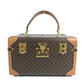 CELINE vintage Macadam Logo Makeup Box Cosmetic Vanity Bag Vanity Hand Bag PVC/Leather Brown Used