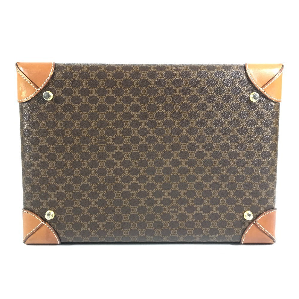 CELINE vintage Macadam Logo Makeup Box Cosmetic Vanity Bag Vanity Hand Bag PVC/Leather Brown Used