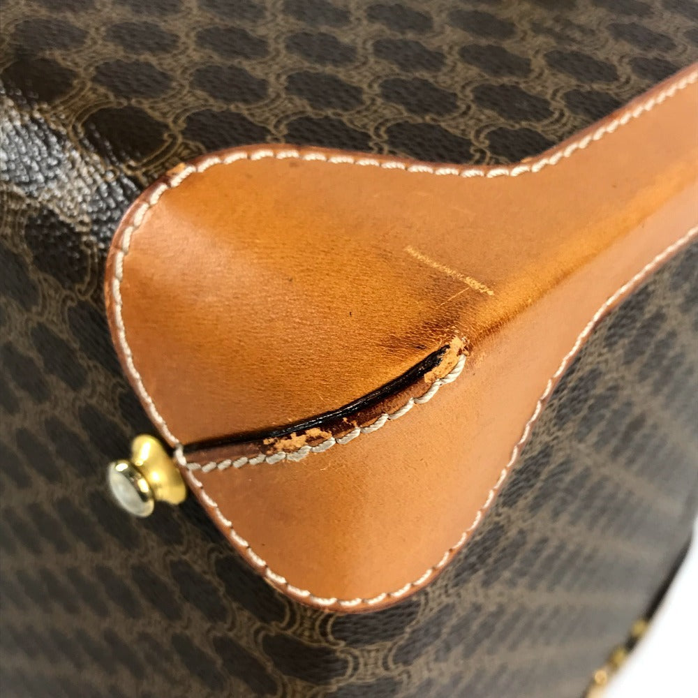 CELINE vintage Macadam Logo Makeup Box Cosmetic Vanity Bag Vanity Hand Bag PVC/Leather Brown Used