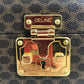 CELINE vintage Macadam Logo Makeup Box Cosmetic Vanity Bag Vanity Hand Bag PVC/Leather Brown Used