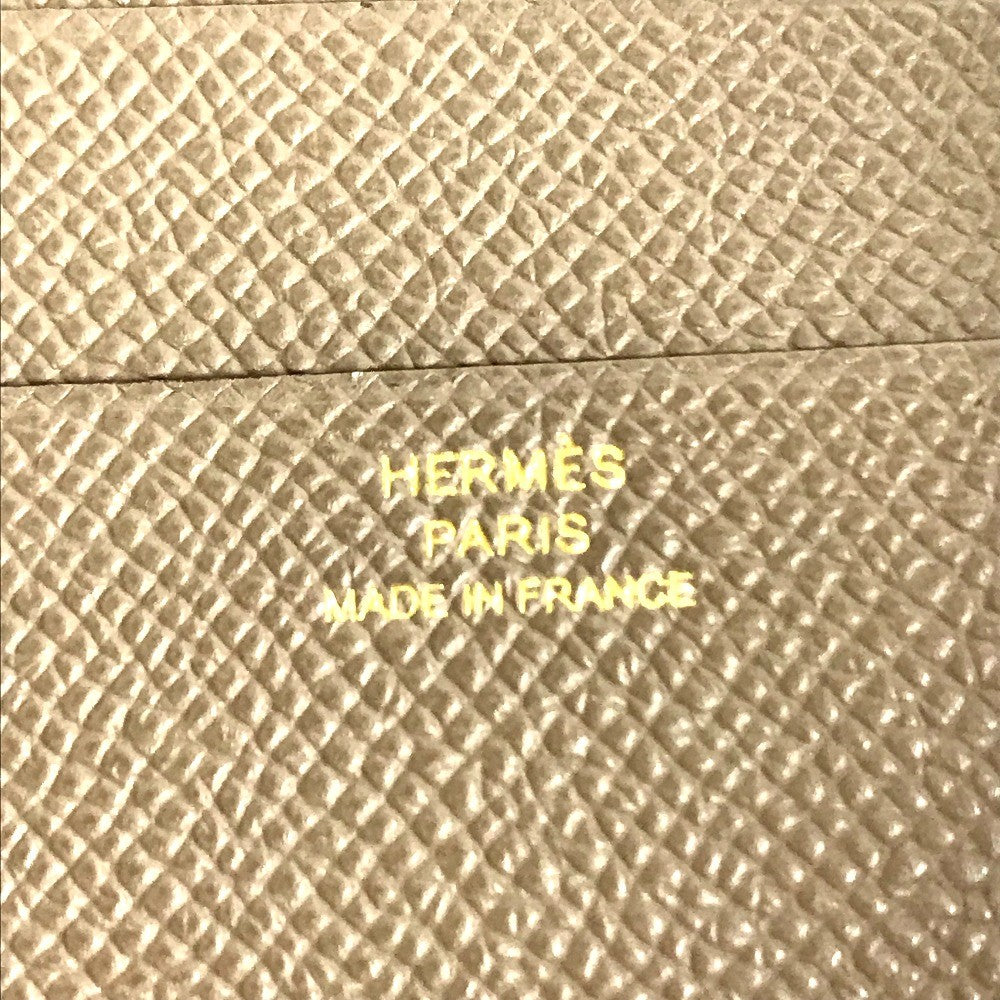 HERMES Bearn convenience store Compact Wallet Trifold wallet Epsom Etoupe Beige/GoldHardware Used