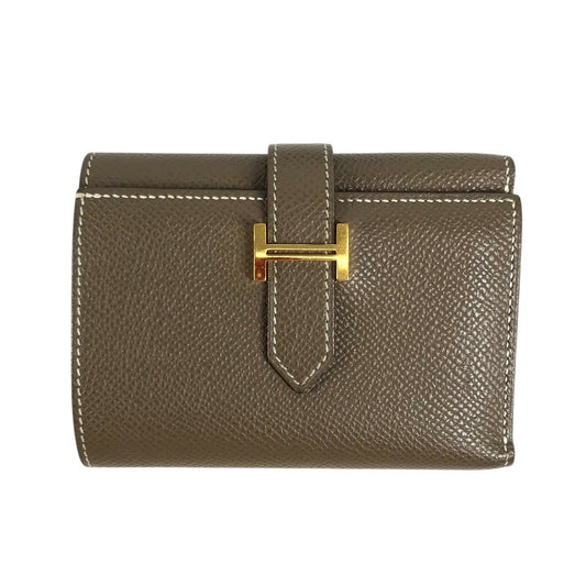 HERMES Bearn convenience store Compact Wallet Trifold wallet Epsom Etoupe Beige/GoldHardware Used
