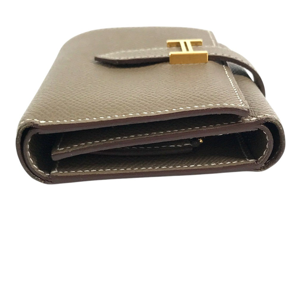 HERMES Bearn convenience store Compact Wallet Trifold wallet Epsom Etoupe Beige/GoldHardware Used