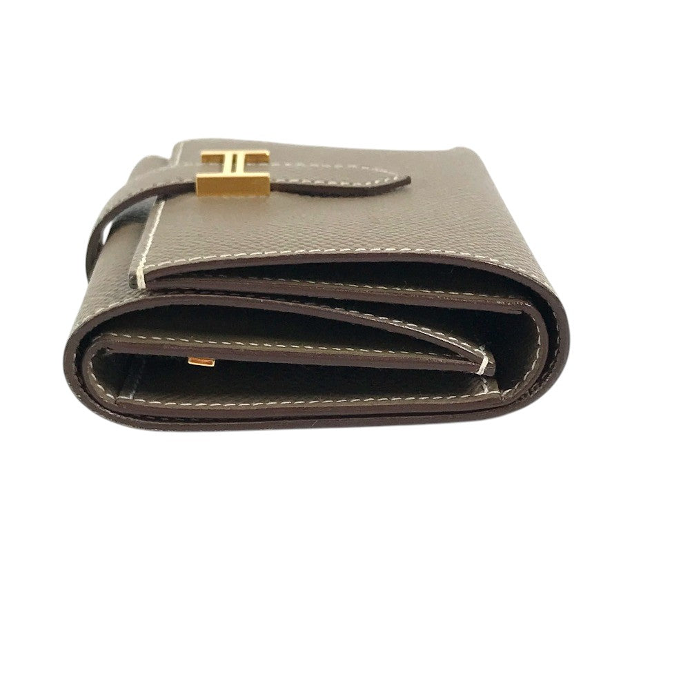 HERMES Bearn convenience store Compact Wallet Trifold wallet Epsom Etoupe Beige/GoldHardware Used