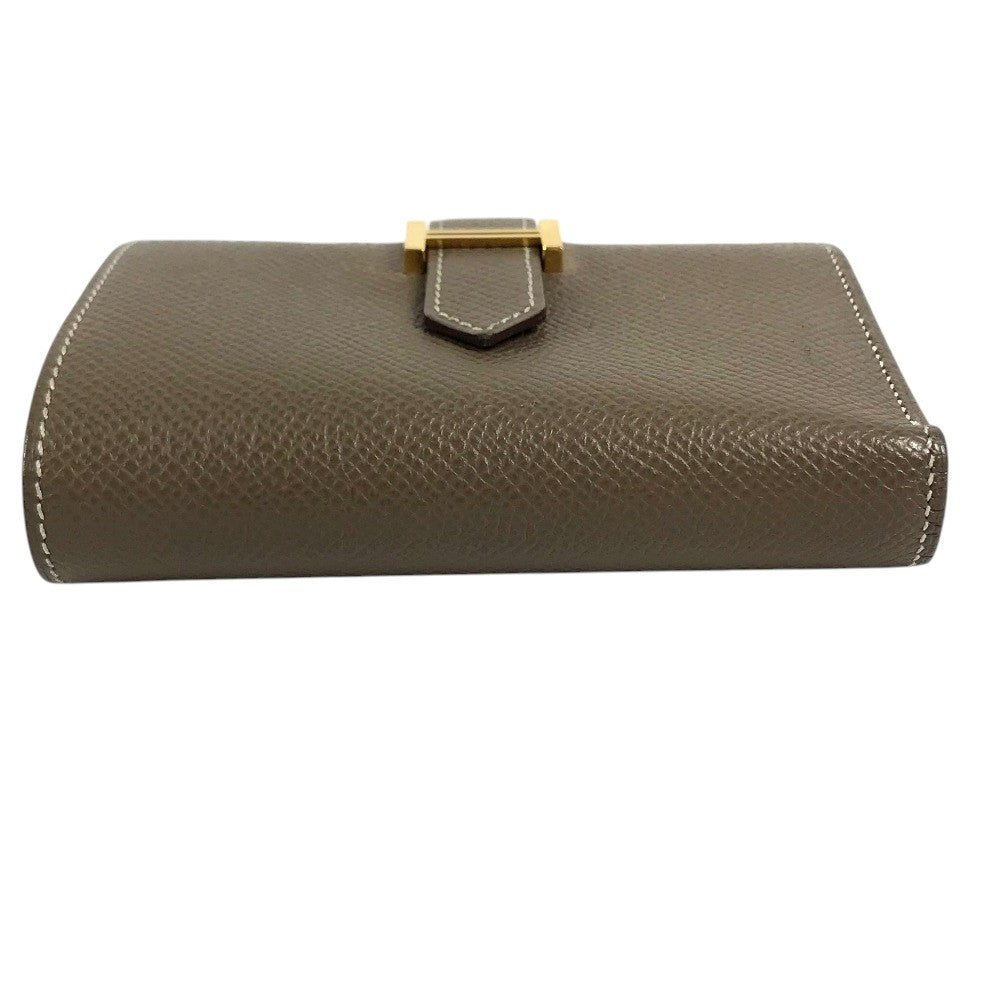 HERMES Bearn convenience store Compact Wallet Trifold wallet Epsom Etoupe Beige/GoldHardware Used