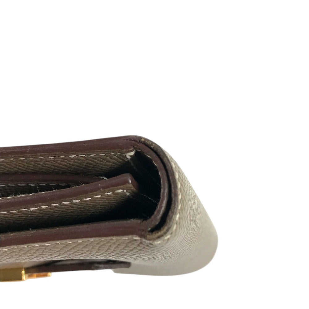 HERMES Bearn convenience store Compact Wallet Trifold wallet Epsom Etoupe Beige/GoldHardware Used