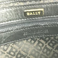BALLY Big B logo Bag Tote Bag shawl Shoulder Bag Embossed Leather Black/Gold Used