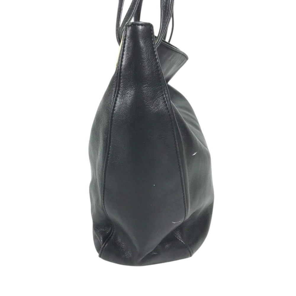 BALLY Big B logo Bag Tote Bag shawl Shoulder Bag Embossed Leather Black/Gold Used