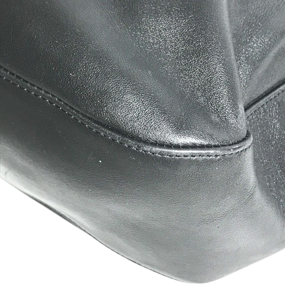BALLY Big B logo Bag Tote Bag shawl Shoulder Bag Embossed Leather Black/Gold Used