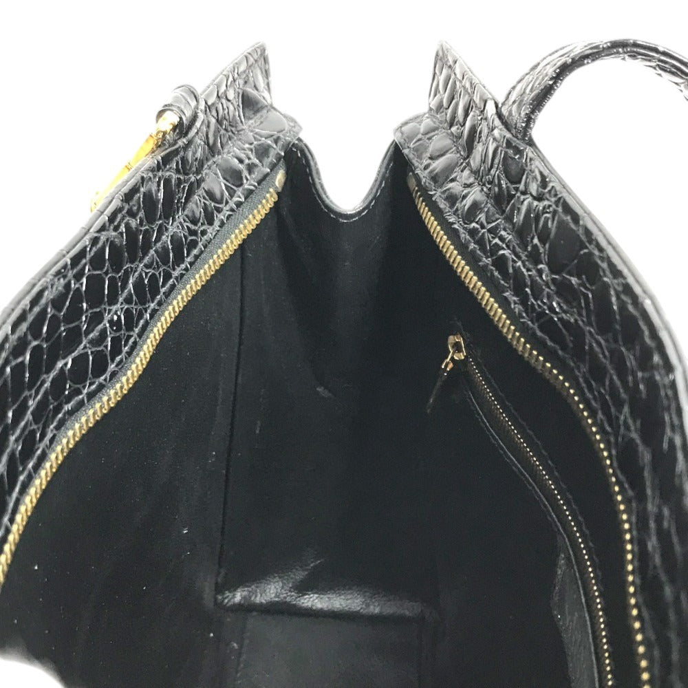 VERSACE Big Medusa Logo Greca Tote Bag Shoulder Chain Shoulder Bag Embossed Leather Black/Gold Used