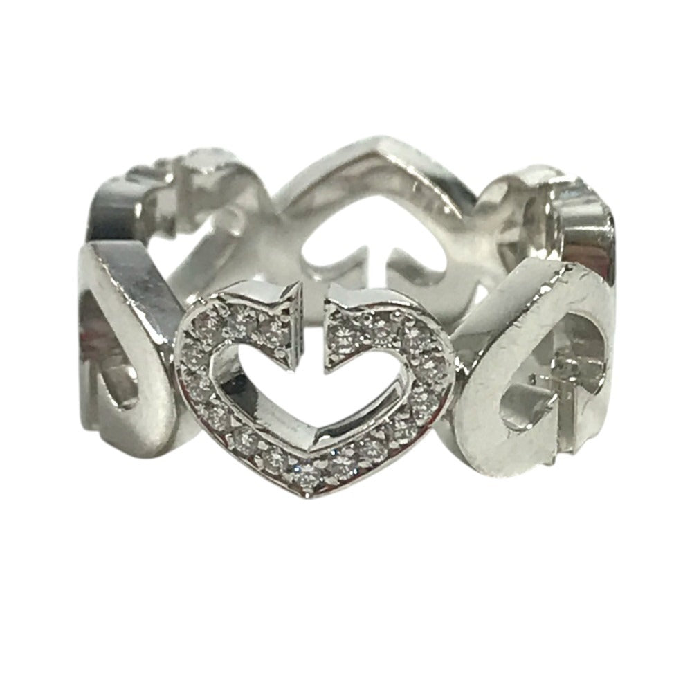 CARTIER Diamond, K18 Gold C Heart Ring with Diamonds Accessory Jewelry Ring WG750 Silver Used