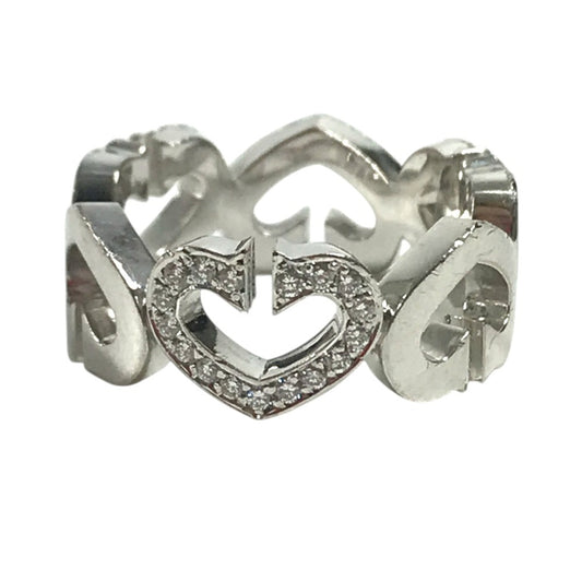 CARTIER Diamond, K18 Gold C Heart Ring with Diamonds Accessory Jewelry Ring WG750 Silver Used