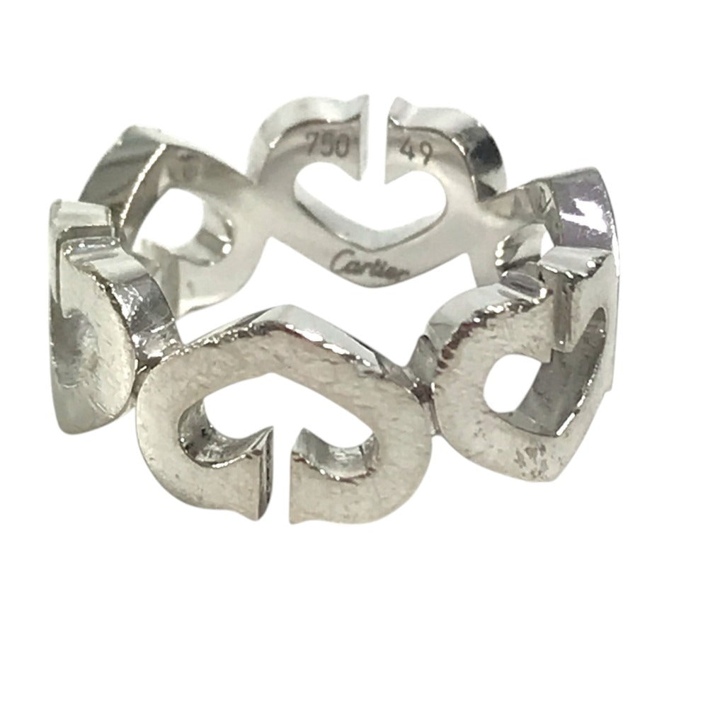 CARTIER Diamond, K18 Gold C Heart Ring with Diamonds Accessory Jewelry Ring WG750 Silver Used