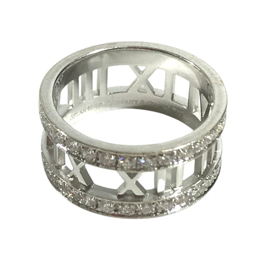 TIFFANY&Co. Diamond, K18 Gold Open atlas Accessory Jewelry Ring WG750 Silver Used